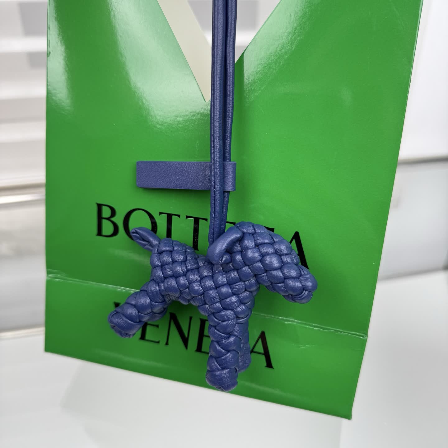 Bottega Veneta Blue Leather Keychain